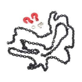 Yeah Racing YEA-YA-0357BK  Yeah Racing 96cm 1/10 Crawler Scale Steel Chain Accessory w/Red Hooks (Black) YA-0357BK