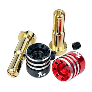 1UP Racing 1UP190437  4/5mm Stepped Bullet Plugs w/ Black & Red Heatsink Grips