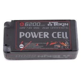 Tekin TEKTT1602  Tekin Power Cell 2S Hard Case Shorty 120C Graphene LiPo Battery (7.6V/6200mAh) w/5mm Bullets