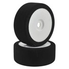 BSR BSRC8018-LP 1/8 Double Pink Low Profile Mounted GT Foam Tire On White Dish Wheels (2)