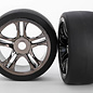 Traxxas TRA6477 S1 Slick Rear Tires on Split-spoke Black Chrome Wheels XO-1 (2)