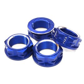 Integy C26885BLUE  Billet Machined Serrated 23mm Hex Wheel Nut(4) for 1/10 & 1/8 Size Monster Truck C26885BLUE