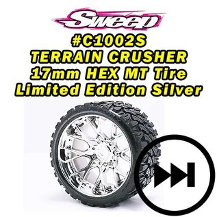 SWEEP C1002S  Terrain Crusher Belted Tires preglued on Chrome Wheels 2pcs set