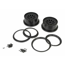 TLR / Team Losi LOSB7034  Wheel & Beadlock Set, Black (2), 5T
