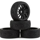 Firebrand RC FBR1WHECHR221  Firebrand RC Char RT3 Pre-Mounted Drift Tires (4) (Black) w/Fang Tires, 12mm Hex & 3mm Offset