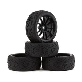 Firebrand RC FBR1WHECHR221  Firebrand RC Char RT3 Pre-Mounted Drift Tires (4) (Black) w/Fang Tires, 12mm Hex & 3mm Offset