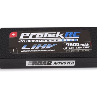 Protek RC PTK-5133-22  ProTek RC 2S 130C Low IR Si-Graphene + HV LiPo Battery (7.6V/9600mAh) w/5mm Connectors (ROAR Approved)