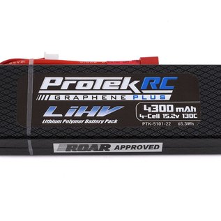 Protek RC PTK-5101-22  ProTek RC 4S 130C Low IR Si-Graphene + HV LCG LiPo Battery (15.2V/4300mAh) w/T-Style Connector (ROAR Approved)