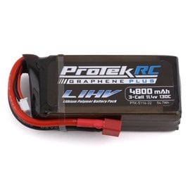 Protek RC PTK-5116-22  ProTek RC 3S 130C Low IR Si-Graphene + HV Shorty LiPo Battery (11.4V/4800mAh) Crawler Pack w/T-Style Plug