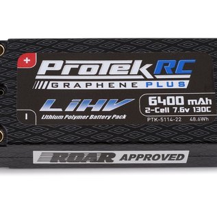 Protek RC PTK-5114-22  ProTek RC 2S 130C Low IR Si-Graphene + HV Shorty LiPo Battery (7.6V/6400mAh) w/5mm Connectors (ROAR Approved)