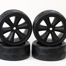 Gravity RC LLC GRC124GTB  USGT  Tire on GT Spoke Black wheel set of 4 NonBelted