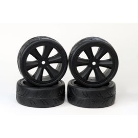 Gravity RC LLC GRC124GTB  USGT Pre Glue Tire on GT Spoke Black wheel set of 4 -NonBelted