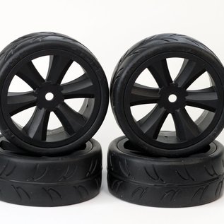 Gravity RC LLC GRC124GTB  USGT Pre Glue Tire on GT Spoke Black wheel set of 4 -NonBelted