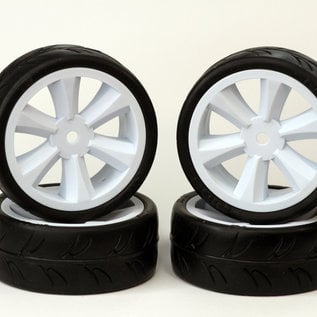 Gravity RC LLC GRC124GTW  USGT Pre Glue Tire on GT Spoke White wheel set of 4 - NonBelted
