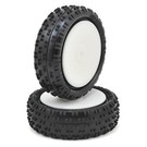 Schumacher U6812 2.2 Wide Stagger Rib 1/10 4WD Buggy Front Tire Yellow Mounted (2)