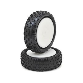Schumacher U6812 2.2 Wide Stagger Rib 1/10 4WD Buggy Front Tire Yellow Mounted (2)