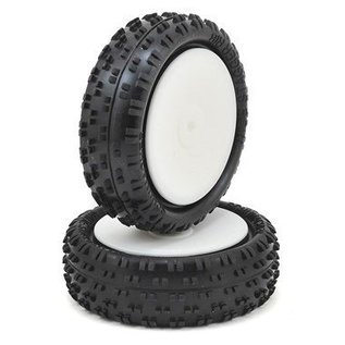 Schumacher U6812 2.2 Wide Stagger Rib 1/10 4WD Buggy Front Tire Yellow Mounted (2)