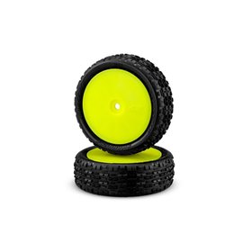 J Concepts JCO3166-201011  Pink Swagger 2.2" 4WD Front Buggy Tires On Yellow Wheels (2)