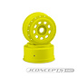 J Concepts JCO3421Y  9-Shot 17mm Hex Sct Tire Wheel, Yellow, for 1/8th Buggy to Dirt Oval (2) (Yellow) w/17mm Hex