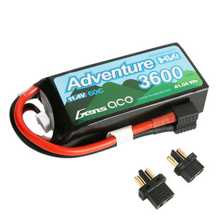 Gens Ace GEA36003S60T3  Gens Ace Adventure High Voltage 3600mAh 3S1P 11.4V 60C Lipo Battery With Deans And XT60 Adapter