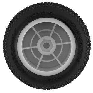 J Concepts JCO4005-101021  JConcepts Mini-B/Mini-T 2.0 Twin Pin Pre-Mounted Rear Tires (White) (2) (Pink)