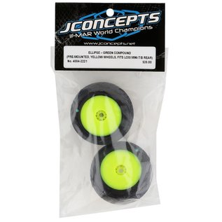 J Concepts JCO4004-2221  JConcepts Mini-B/Mini-T 2.0 Ellipse Pre-Mounted Rear Tires (Yellow) (2) (Green) 40042221