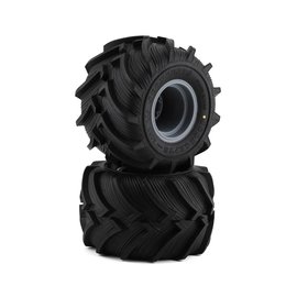 J Concepts JCO3084-40910  Yellow Fling Kings Pre-Mounted Tires on Silver Wheels