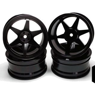 Racers Edge RCE3471  Black 1/10 On-Road Drifting Car Wheels, 6V Style, Black Anodized Aluminum (4pcs)