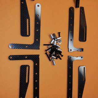 Trap OMB Design OMB1007  O.M.B 1007 v3 AE 6.1,6.2,6.3 series DC6.1.2.3 Chassis Kit w/Pro Adust Wheelie Bar, trans height shim kit, rear sway bar wire