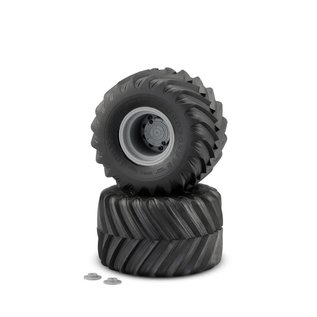 J Concepts JCO3085-4099  Yellow Renegades Tires Pre-mounted Wheels on Silver Wheels for Maxx & LMT 30854099