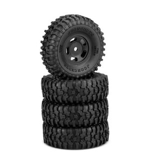 J Concepts JCO4023-35911  Tusk 1.0" Tires, Gold Compound, Pre-Mounted, Black 3431B Glide 5 Wheel, Fits Axial SCX24