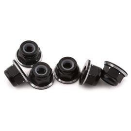 1UP Racing 1UP80507 1UP Racing 4mm Aluminum Flanged Locknuts (Black/Silver) (6)