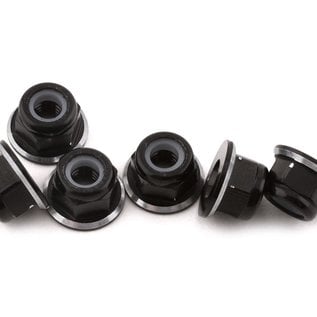 1UP Racing 1UP80507  1UP Racing 1UP Racing 4mm Aluminum Flanged Locknuts (Black/Silver) (6)