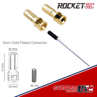 Surpass Hobby USA ADJ-5MM 5mm Adjustable Gold Plated Bullet Connector (2pr) Males