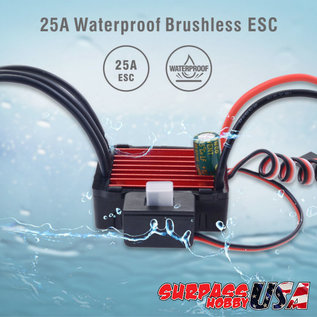 Surpass Hobby USA KS-300003-01 Surpass 25A ESC Brushless Waterproof Electric Speed Controller for 1/16, 1/18
