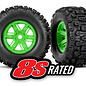 Traxxas TRA7774G  X-Maxx Green Wheel Sledgehammer L/R Tires & Wheels (2)
