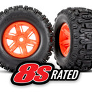Traxxas TRA7774T  X-Maxx Orange Wheel Sledgehammer L/R Tires & Wheels (2)