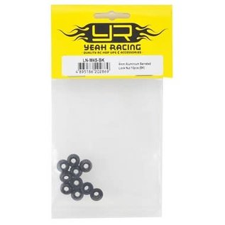 Yeah Racing YEA-LN-M4S-BK  Black Aluminum 4mm Serrated Wheel Nuts (10)