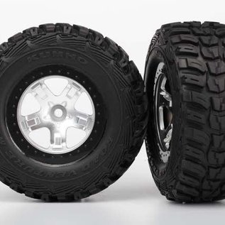 Traxxas TRA5880  Kumho Venture MT SCT Tires & Satin Chrome Wheels Black Beadlock (2)