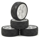 Gravity RC LLC GRC124 USGT Pre Glue Tire on GT 6 Spoke White wheel set of 4 -NonBelted