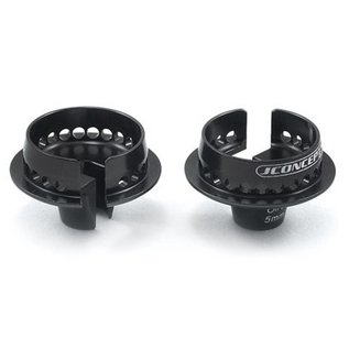 J Concepts Fin, Shock 5mm Off-set Spring Cup , Black (2pc.) Fits - B6 | B6D Long and Short Shock Eyelet