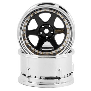 DS Racing DSC-DE-213  Element 6 Spoke Drift Wheels Black & Chrome 12mm Hex