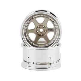 DS Racing DSC-DE-216  Drift Element 6 Spoke Drift Wheels Gold & Chrome