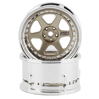 DS Racing DSC-DE-216  Drift Element 6 Spoke Drift Wheels Gold & Chrome