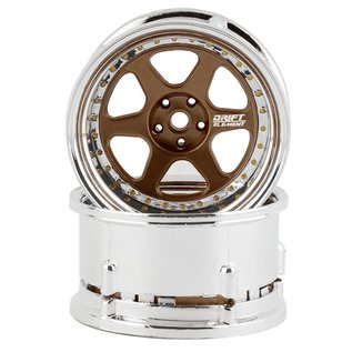 DS Racing DSC-DE-222  Drift Element 6 Spoke Drift Wheels Bronze & Chrome