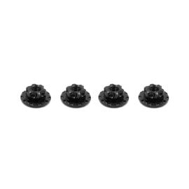 T-Works TA-094-BK  T-WORKS 7075-T6 Alu Large-Contact Serrated Flanged Reverse Thread Nut Black M4 (4pcs.)