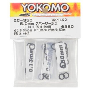 Yokomo YOKZC-S50A  Yokomo 5mm Spacer Shim Set (0.13, 0.25 & 0.50mm)