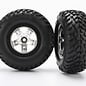 Traxxas TRA5875X  SCT Off-Road Racing Tires & Satin Chrome / Black Wheels (2) (2WD front)