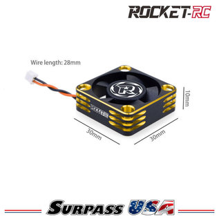 Surpass Hobby USA SP-360004-02 Rocket-RC Gold ESC 30mm Aluminum Cooling Fan 28,000 RPM