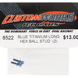 Custom Works R/C CSW8522  Custom Works  Titanium Hex Ball Stud (Blue) (2) (Long)